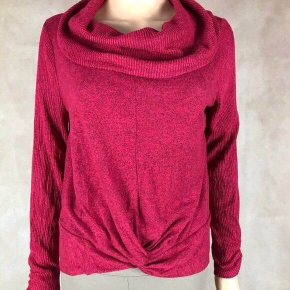 BCX Twist Front Soft Red Cowl Neck Sweater Juniors NEW Size Large - Picture 3 of 8